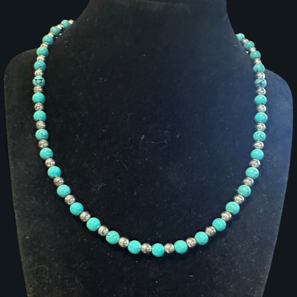 Carolyn Pollack Relios 925 Sterling Silver Turquoise Bead Necklace 20"